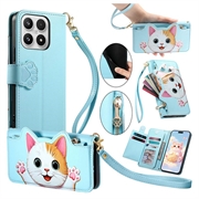 Étui-portefeuille Xiaomi 17 Chat mignon avec porte-cartes, poche zippée et dragonne