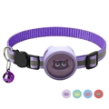 Coque Apple AirTag Mignonne en Silicone avec Collier Réfléchissant et Autocollants pour Animal de Compagnie - Violet