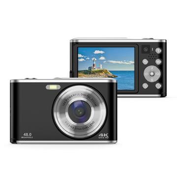 DC306L-AF Caméra numérique à double objectif avant et arrière, mise au point automatique, zoom 16X, caméra de vlogging pour adolescents - Noir