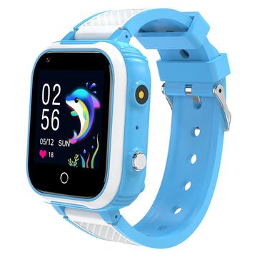 DH9S Kids Smart Watch avec GPS et SOS - Appel vidéo 4G et appareil photo, langues : danois, norvégien, suédois et finnois - Bleu