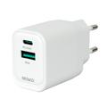 Chargeur mural Deltaco 35W GaN - USB-C/USB-A - Blanc