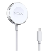 Chargeur sans fil magnétique Deltaco pour Apple Watch/Samsung Galaxy Watch - Blanc