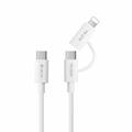 Câble USB-C Devia EC404 Smart 2-en-1 à chargement rapide/transfert de données - 1.2m - Blanc