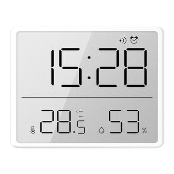 Réveil numérique / Horloge électrique LCD - Calendrier, affichage de la température et de l\'humidité - Blanc