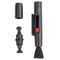 Stylo de nettoyage à double embout avec brosse douce pour appareil photo, lunettes et téléphone - Noir
