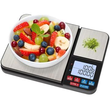 Balance de cuisine numérique à double plateau avec affichage LED - 5kg/0.01g