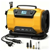 Compresseur d'air à double alimentation avec écran LCD et éclairage LED - 150 PSI / 10.3 bars - Jaune