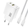 Chargeur mural GaN 35W Dudao A27 MaxC avec câble USB-C - Blanc