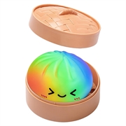 Jouet anti-stress moelleux en forme de ravioli avec boîte vapeur - Arc-en-ciel