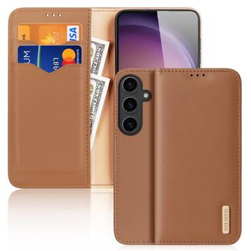 Etui Portefeuille Samsung Galaxy S24+ en Cuir Dux Ducis Hivo - Marron