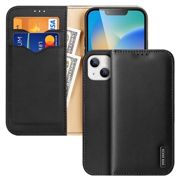 Etui Portefeuille iPhone 14 en Cuir Dux Ducis Hivo - Noir