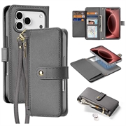 Étui portefeuille en cuir iPhone 18 Pro Max avec couverture magnétique Dux Ducis Lawa - Gris