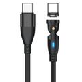 Câble USB-C magnétique tressé en nylon E9 avec rotation à 540 degrés - 1m/60W - Noir