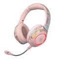 EL-A2 Casque de jeu pliable Casque Graffiti Cool avec microphone Ecouteurs Bluetooth montés sur la tête - Rose