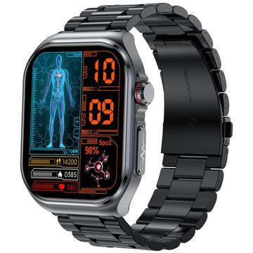 ET585 Smartwatch avec écran AMOLED avec ECG, appel d\'urgence SOS - Noir