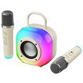 Enceinte karaoké Bluetooth Erazer K20 avec 2 microphones - Beige