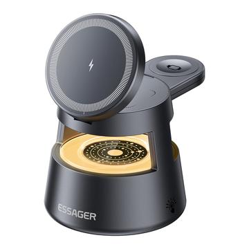 Support de charge magnétique sans fil Essager 4-en-1 - 15W - Noir