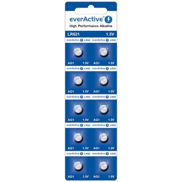 EverActive AG1 LR621/LR60 Piles bouton alcalines - 10 Pcs.