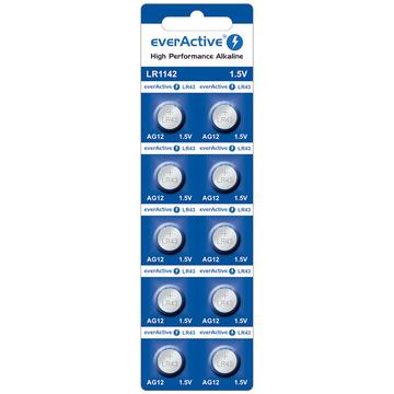 EverActive AG12 LR1142/LR43 Piles bouton alcalines - 10 Pcs.
