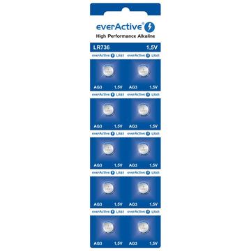 EverActive AG3 LR736/LR41 Piles bouton alcalines - 10 Pcs.