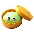 Jouet squishy dumpling avec expression des yeux et panier vapeur - Vert