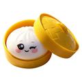 Jouet squishy dumpling avec expression des yeux et panier vapeur - Blanc