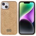 Coque iPhone 14 Plus Revêtue Fierre Shann Galvanisé - Peau de Serpent - Marron Clair