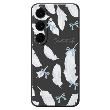 Coque Samsung Galaxy S25 FE en TPU à motif de plumes - Noire