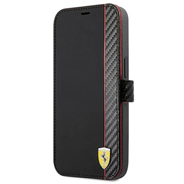 Étui Portefeuille iPhone 13 Mini Ferrari On Track Carbon Stripe - Noir