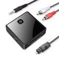 Récepteur/émetteur Bluetooth à fibre optique - Adaptateur Bluetooth sans fil 2-en-1 - Noir