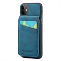 Coque Hybride iPhone 11 avec Revêtement Fierre Shann avec Porte-Cartes et Support - Bleue
