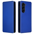 Étui à Rabat Samsung Galaxy Z Fold5 - Fibre de Carbone - Bleu
