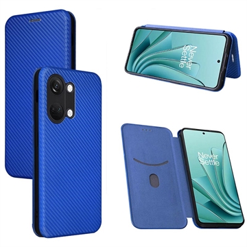 Étui à Rabat OnePlus Ace 2V/Nord 3 - Fibre de Carbone - Bleu