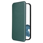 Étui à Rabat iPhone 14 Pro - Fibre de Carbone - Vert