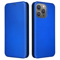 Étui à Rabat iPhone 15 Pro Max - Fibre de Carbone - Bleu
