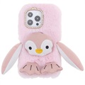 Coque Hybride iPhone 13 Pro - Fluffy Plush - Pingouin Rose