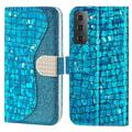 Etui Portefeuille Samsung Galaxy S23 5G - Série Croco Bling - Bleu