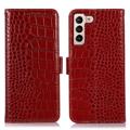 Étui Portefeuille Samsung Galaxy S23+ 5G en Cuir avec RFID - Série Crocodile - Rouge