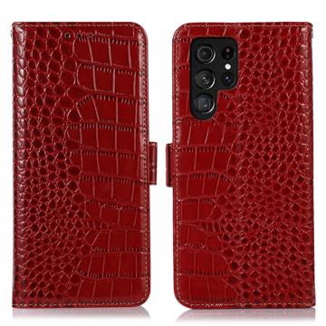 Étui Portefeuille Samsung Galaxy S23 Ultra 5G en Cuir avec RFID - Série Crocodile