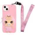 Coque iPhone 14 Plus en TPU avec Poche Zippée Cartoon Design - Porce