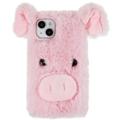 Coque Hybride iPhone 14 Plus - Fluffy Plush - Cochon Rose