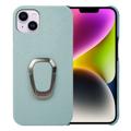 Coque iPhone 14 Plus Revêtue de Cuir avec Support Bague - Cyan