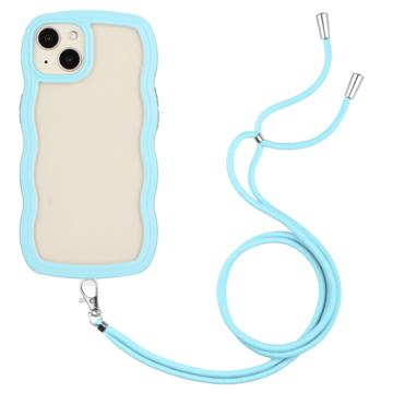 Coque Hybride Wavy Edge iPhone 14 Plus avec Lanière - Bleu