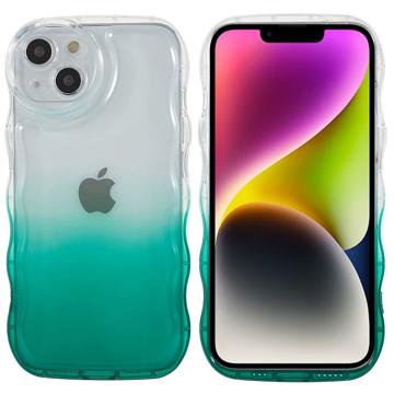 Coque iPhone 14 Plus en TPU Wavy Edge Gradient - Vert Armée