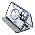 iPhone 15 Pro Max Case Double Sided HD Tempered Glass Phone Cover Compatible with MagSafe - Bleu