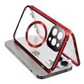 iPhone 15 Pro Max Case Double Sided HD Tempered Glass Phone Cover Compatible with MagSafe - Rouge