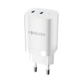 Forever TC-05-35CC Chargeur mural 35W GaN - 2xUSB-C, Power Delivery, Quick Charge - Blanc