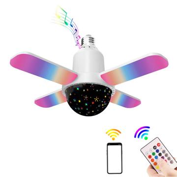 Plafonnier RGB à quatre feuilles avec haut-parleur Bluetooth et télécommande - E27 - Ciel étoilé
