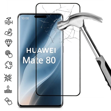 Protecteur d\'écran Huawei Mate 80 en verre trempé Couverture complète - 9H - Bord noir