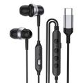 Écouteurs filaires GC0098 de type C avec microphone - Noir